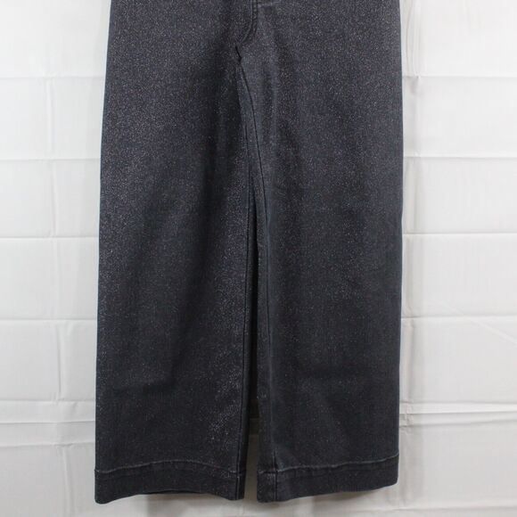 Maeve Jeans Womens 25 The Colette Sparkle Denim Cropped Wide Leg Black Pockets - Picture 7 of 16